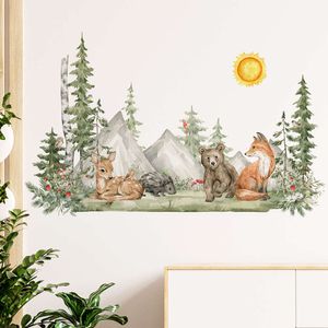 Hand Painted style Animals Forest Wall Stickers for Kids Nursery Baby Room Decor Removable Decals Eco-friendly DIY Posters Art L2405