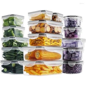 Storage Bottles 32-Piece Food Set - Airtight Snap Lid Containers For Meal Prep Kitchen And Pantry Black
