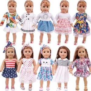 Doll Apparel Handmade Clothes 18inch American Doll one-piece Dress Fit 43cm Reborn Baby Doll Skirt Our Generation Doll Clothes For Girl Gift Y240529