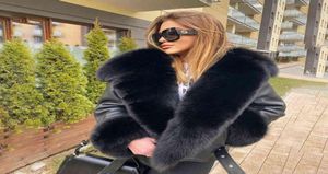 2022 Real Sheepskin Leather Jackets Kvinnor Winter Shearling Jackets Real Lamb Pur Foder Large Collar Natural Fox Outerwear S8611 J8136875