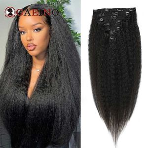 Hår wefts Twisted Straight Clip Hair Extension 7 st/set 1b# Natural Black Hair Extension 8-28 tum Kvinnor True Human Hair Q240529