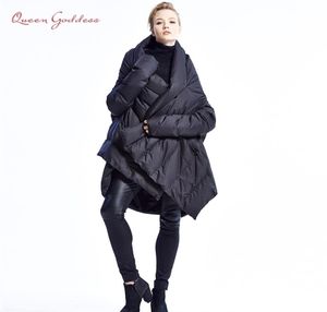 New Fashion Women039s Down Jacket Cloaks European Designer Asymmetric Length Winter Coat Female Parkas plus size outwear 2011254375966