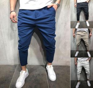 MEN039S Pants Est Solid Herren Slim Fit Urban Stadternall -Beinhosen Casual Bleistift Jogger Fitness Männliche Farbe Street7095267