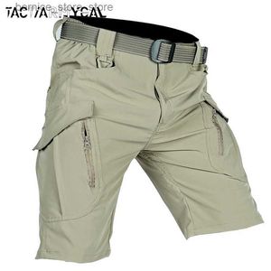 Shorts masculinos de verão masculino shorts de carga rápida seca tática calça curta curta shorts multifacetados masculinos de caça ao ar livre calças de joelho de pesca Q240529