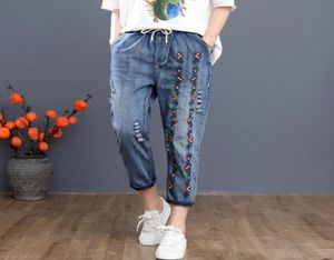 Women039s Jeans Plus Size elastic midja Slim Vintage Brodery 810 Denim Pants4898499