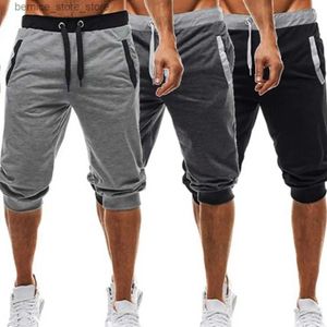 Męskie spodenki Męskie spodnie Summer Harem Szorty sportowe sporne spodnie dresowe sznurka jogger spodni sportowy Slim Fit Black Jogger do codziennej pracy Q240529