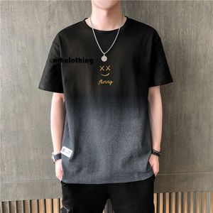 designer t shirt Short T-shirt trendy brand gradient smiling face, half sleeved versatile t-shirt for men's thin summer clothing