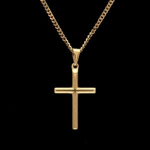 Herren Edelstahl Kreuz Anhänger Halskette Gold Pullover Kette Mode Hip Hop Halsketten Schmuck 266x