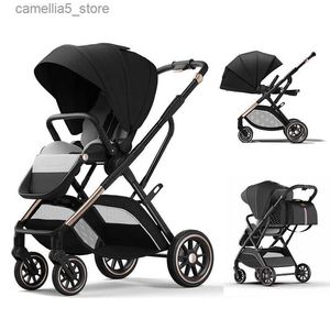 Коляски# Fashion High View Baby Croller с эргономичным сабвуфером сиденья, подходящим для новорожденных портативных детских колясок с одной рукой, чтобы наклоненная корзина отталкивает стул Q240529