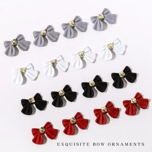 30pcs Japanese Nail Art Jewelry Three-dimensional Spray Paint Butterfly Red Streamer Alloy Bow Finished Nail Sticker