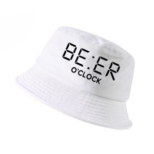 100% Cotton Funny Beer Oclock Print Men fiskare hattar coola sommar roliga män kvinnor hink hatt utomhus panama fiske cap 2736