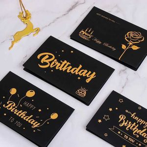 Gift Cards Bronzing Notecards Black Exquisite Card Envelope Greeting Card Happy Birthday Gift d240529