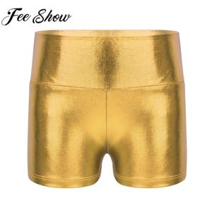 Ragazze per bambini Metallic Short da ballo a vita alta in vita alta e abbigliamento per bambini Sports ginnastica yoga da bagno