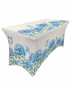 Table Skirt Summer Flowers Hydrangeas Butterflies Elastic Wedding El Birthday Cover Buffet Tablecloth Decor