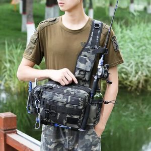 Bolsa de pesca Backpack Mackpack Backpack Sling Sling portátil Fanny Pack de cintura para homens Pesca Bolsa de acampamento da caixa de pesca 240528