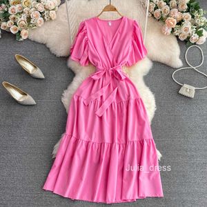 Summer Slim and Gentle Style Dress French Sweet and Elegant Goddess Fan Xian Super Immortal Forest Style Large Swing Long Skirt