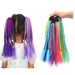 Hair Accessories 1 PCS New Girls Dirty Braids Colorful Twist Tie Wigs tail Headbands Rubber Bands Princess Headwear Kids Hair Accessories Y240529