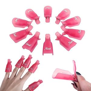 10sts återanvändbar nagelkonst Soak Off Clips Caps Finger Gel Nail Polish Remover Wrap Tool