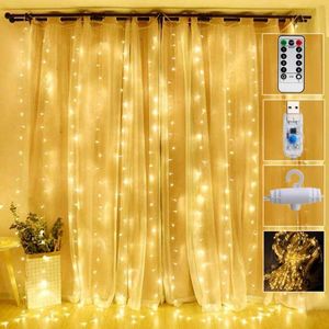 Saiten Weihnachtsdekoration Garland Feston LED Light Navidad Fairy Curtain 300LED 8 Modi für Schlafzimmer Zimmer Party Jahr 192o