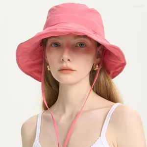 Berets Cream Puffs Designer Quick-drying Bucket Hat Women Fabric Light Sunscreen Fisherman Summer Basin Cap Korean Female Sun Caps