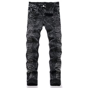 Черные строчки мужские джинсы мужского пола, разорванные модные брюки, уличная одежда моды, весенняя осень осень