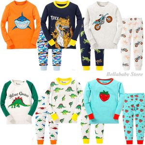 2-8 anni BABY BOY PAMA SET AUTUNGO CATONO CAGLIO LUNGHI TAMSI LUNGA LUNGA PAJAMAS DINOSAUR SHARK UNICONN PIJAMA