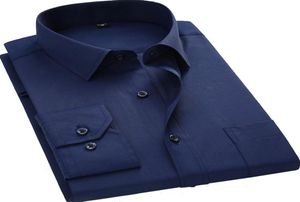 Плюс размер 5xl 6xl 7xl 8xl Mens Business Casual Рубашка с длинным рукавом Классический белый черный темно -синий мужской социальные рубашки BrandNew3678659