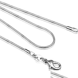 Łańcuchy 2mm 925 Sterling Sier gładki wąż 16 18 20 22 24 cale Naszyjnik Choker dla kobiet biżuteria mody w BK Drop Ne Dh4dh