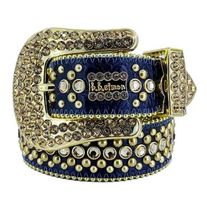 2023 designer de moda BB Simon Belts For Mull Men Men Shiny Diamond Belt Black Brancos Branco Mulicolor com Bling Rhinestones como Aniversário G 272A