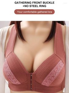 Bras Women Sexy Front Buckle Большое размер нижнее белье Антигирующее не стальное кольцо собралось