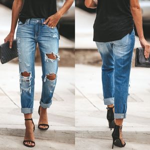 Womens Jeans Sexy Ripped Jeans Woman Baggy Women Denim Pants Holes Destroyed Broken Vintage Female Pants Trousers Distressed Designer Jeans 230504