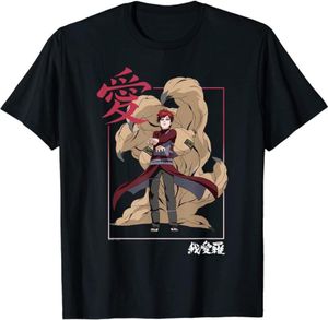 Magliette maschile s camicia anime giapponese shippuden gaara kanji t-shirt cotone harajuku kawaii abbigliamento grafico
