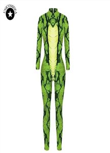 Green Snake Skin 3D kombinezon Halloween Nigthclub Costume Bodysuit Bodysuit Long Rleeve Kobiety Y2004019800498