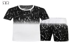Men039s kläder set Summer Sky Print Tshirts Short Sleeve Fashion Mens korta uppsättningar Casual Male Slim Fit Round Neck Topp Male Clo9869150