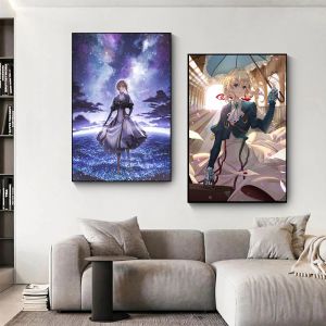 Violet Evergarden Poster Soyut Tuval Boyama Poster ve Baskı Duvar Sanatı Oturma Odası Ev Dekoru Cuadros