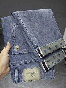 Mäns jeansdesigner 2024 Summer Thin Light Luxury Loose Straight Casual Trendy mångsidig enkel avancerad nio poäng Fashion Märke 4mob