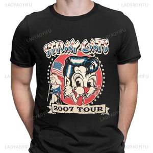 Męskie koszulki Wędrujące Cat Rock Classic T-Shirt American Rock Band Fani Modne ubranie uliczne Modne oddychanie chłopców i dziewcząt męskie T-shirtl2405