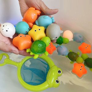 Baby Animal Bath Kids LED Light Up Floating Water Toy Soft Rubber Induction Luminous Shower Game Toys for Boy Girl L2405