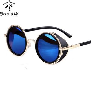 Diseuup steampunk Retro Coating męskie okrągłe okulary przeciwsłoneczne mężczyźni mężczyźni designerskie okulary przeciwsłoneczne gafas feminino 296N