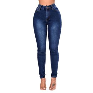 Jeans ad allungamento da donna pantaloni a matita solida casual pantaloni caldi per la vita calda per femmina 273u