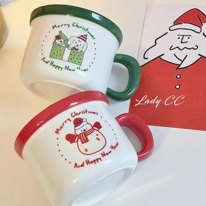 Tassen Weihnachtsbecher süßer Windhund Rotgrüne Keramik Tasse Party Getränk Kakaosaft Tassen Griff Geschenk für Kinder