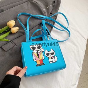 Cross Body New Trendy and Fashionable Candy Color Cute Cartoon Print Diagonal Straddle Handheld Small Square Bag Fashionable and Versatile Bag for Women H240529