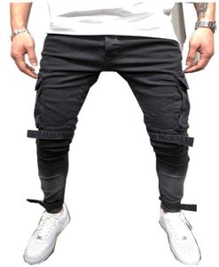 Jeans de jeans de jeans mansos e ebaihui masculino preto calça de carga casual calças com calças com bolsos S4XL4049598