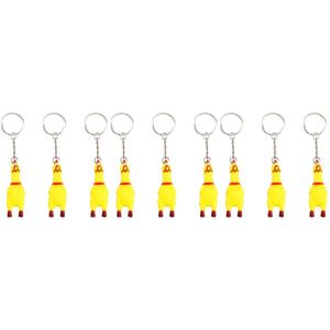 Dog Toys Chews 9Pcs Squeeze Screaming Chicken Keychain Funny Yellow Squeaking Pendant For Keys Bags Phones Mini Drop Delivery Home Dh9B4