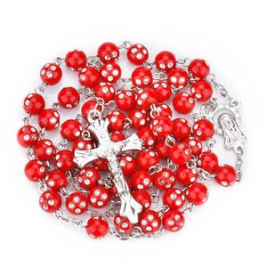 Подвесные ожерелья 8 мм новые белые бусинки Розария Ролис Католическое ожерелье Пяти десяти