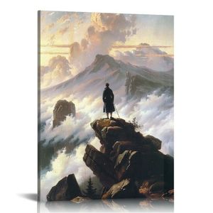 Landscape Wall Art Decoration för anpassad 100% duk The Wander ovanför Mists Porträtt av Caspar David Friedrich Reproduktion Bedrum Bildgåva för män