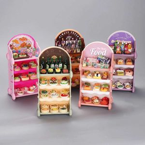 Kitchens Play Food Dollhouse Simulated 1/12 Dessert Table Rack Wine Cabinet Decoration Miniature Furniture Model Playhouse Toys WX5.28