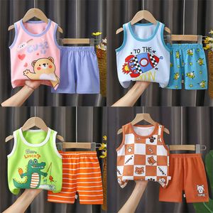 2 pezzi T-shirt per bambini estivi+pantaloni per bambini abiti da bambino set dinosauro stampato set di abbigliamento per bambini set da ragazzi abiti L2405
