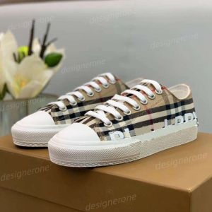 Shoes Vintage Designers Print Check Sneakers Women Men Sneaker Twotone Cotton Gabardine Flats Printed Lettering Plaid Calfskin Trainers