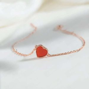 Vanclef Necklace Pendant Necklace Designer Jewelry Sterling Silver Rose Gold Plated Four Leaf Clover Red Heart Shaped Designer Necklaces For Woman Wedding 487